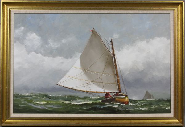 Appraisal: Vern Broe American b catboat under sail o c mounted