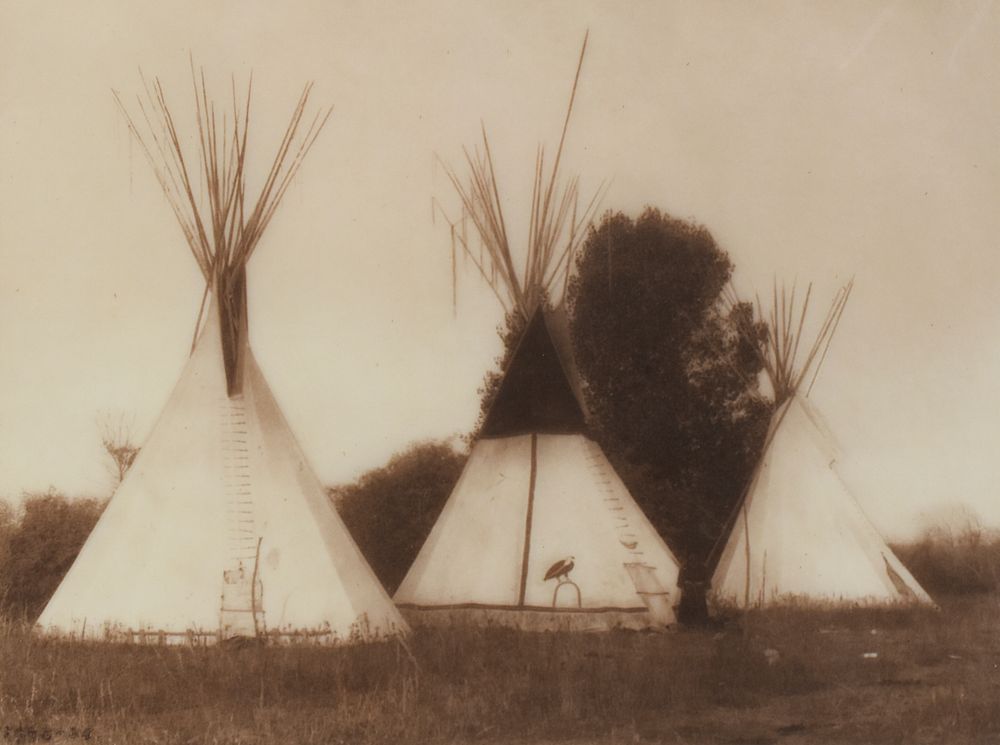 Appraisal: Edward Curtis Apsaroke Camp Photograph Edward S Curtis - Sepia-toned