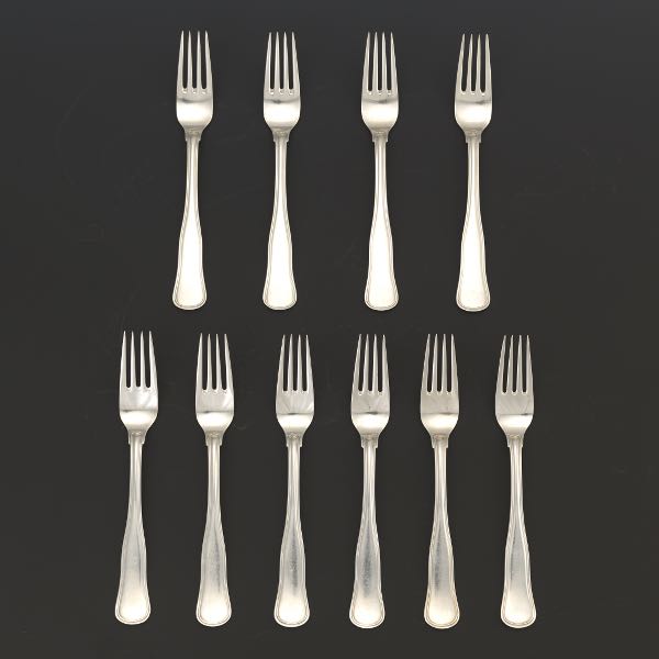 Appraisal: SET OF TEN SILVER SALAD FORKS BY COHR - Ten