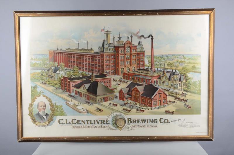 Appraisal: Centlivre Brewing Co Litho Advertisement In Frame This framed lithograph