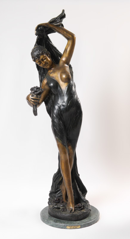 Appraisal: LARGE CERAGIELI ''DANCER OF FLOWERS'' BRONZE SCULPTURE Semi-nude maiden with