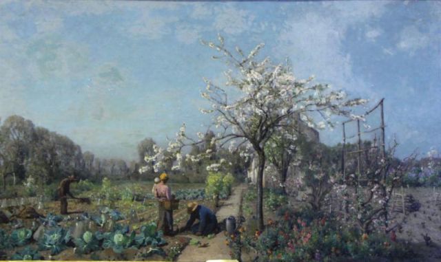 Appraisal: DEMONT Adrien Oil on Canvas In the Garden In an