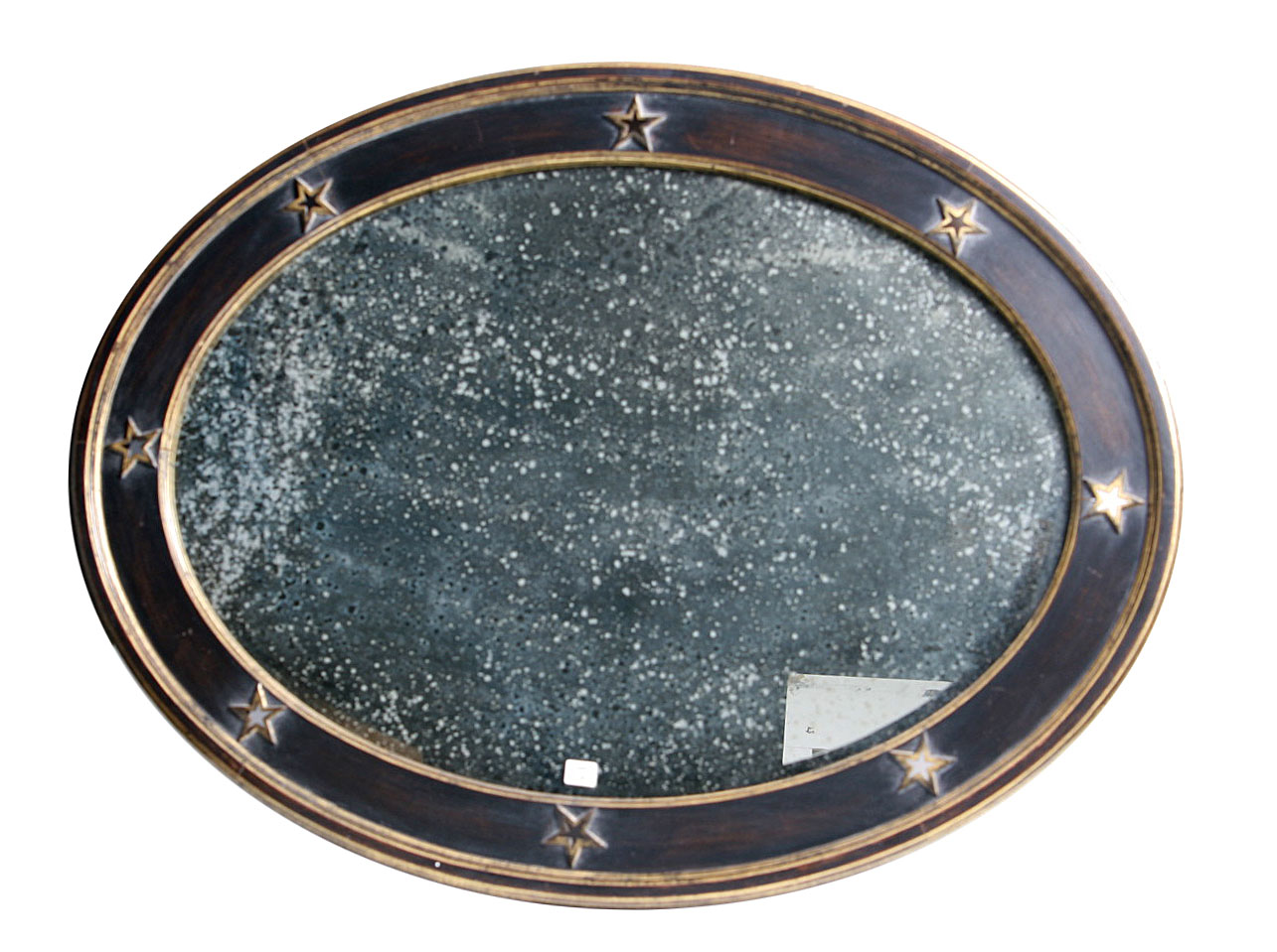 Appraisal: FEDERAL STYLE EBONIZED AND GILTWOOD OVAL MIRROR WITH STAR SURROUND