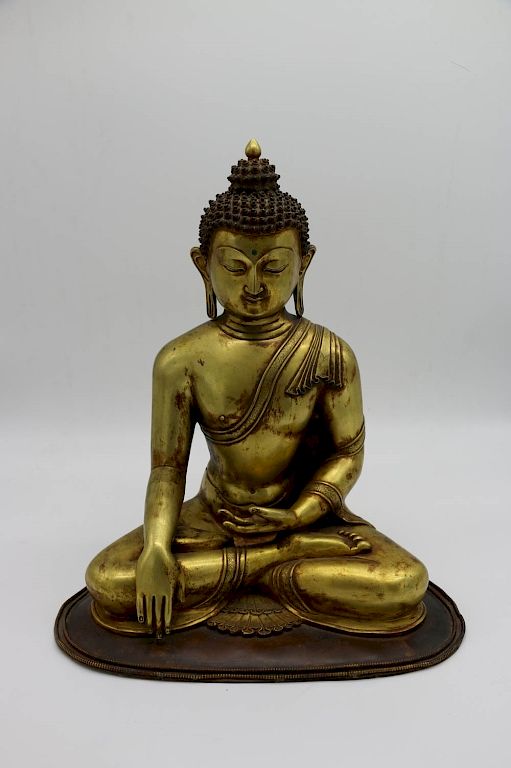 Appraisal: SEATED TIBET NEPAL BUDDHA SHAKYAMUNI TH C EARLIER Depicting a