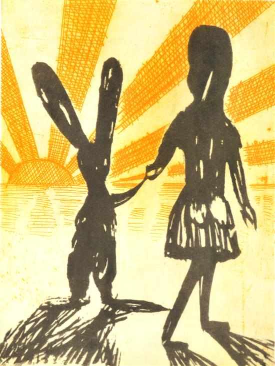 Appraisal: CHARLES BLACKMAN BORN Alice's Farewell etching x cm