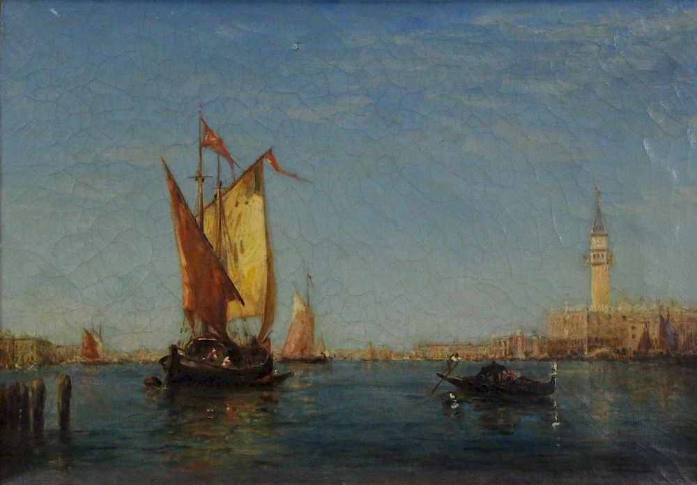 Appraisal: SIGNED ZIEM th CENTURY Oil on Canvas Venetian Scene Signed