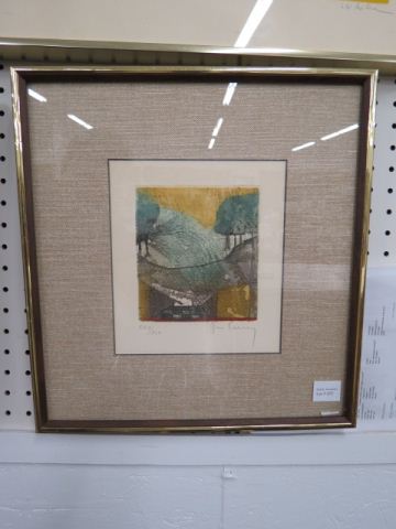 Appraisal: Rene Carean aquatint etching landscape well listed Belgium artist of