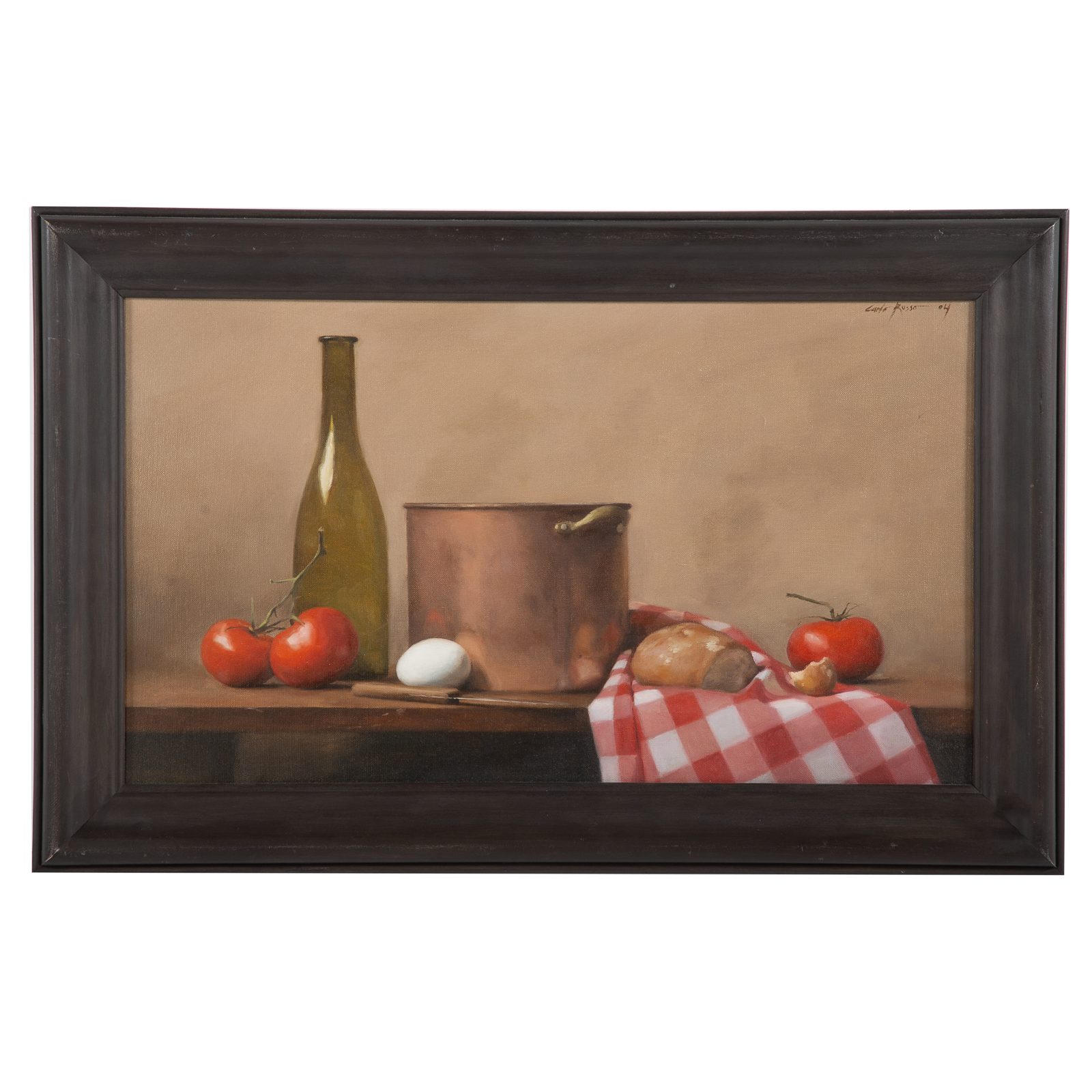 Appraisal: CARLO RUSSO STILL LIFE WITH COPPER POT OIL American b