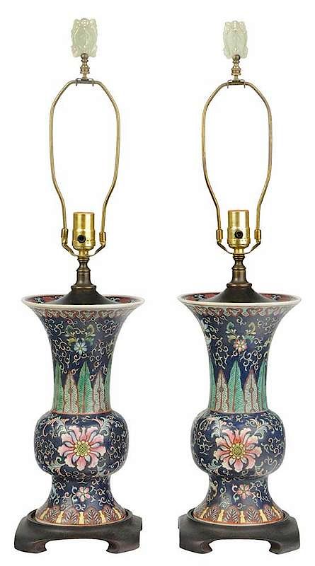 Appraisal: Pair Chinese Famille Verte Yen Yen Vases th century each