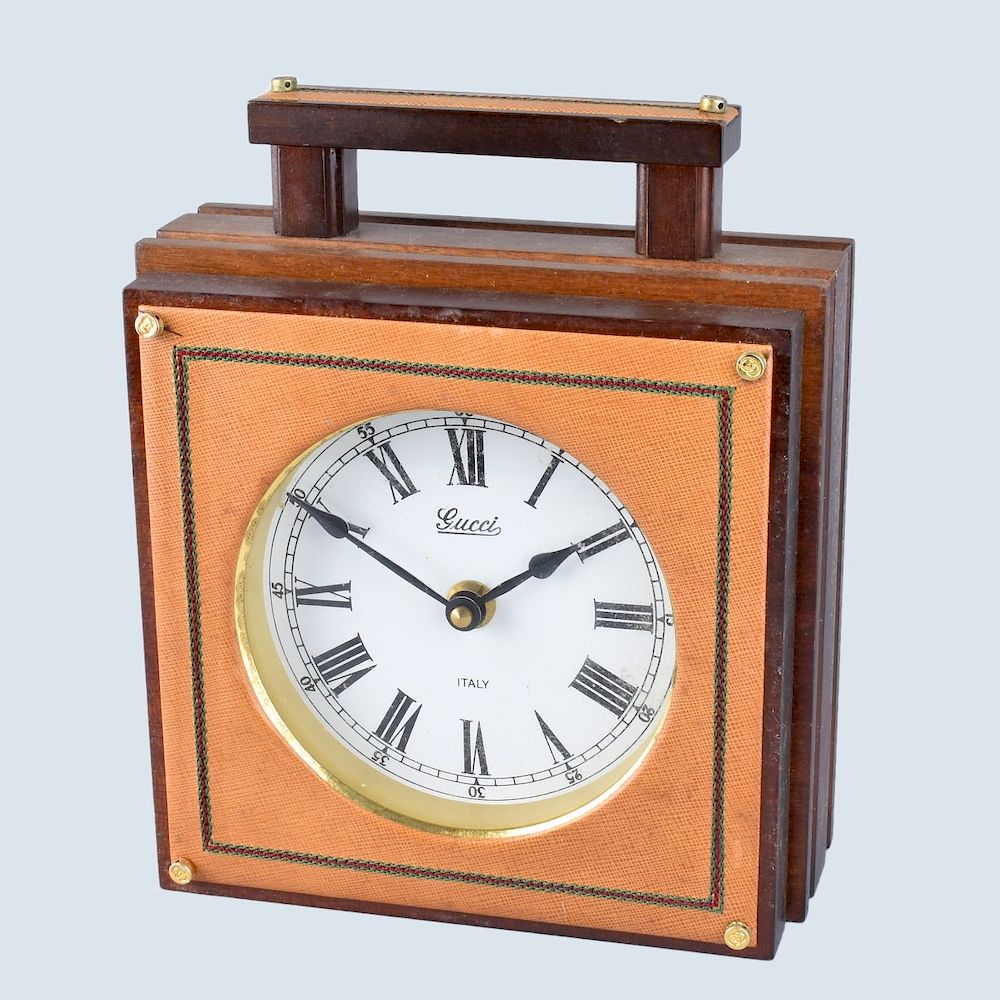 Appraisal: Gucci Clock Vintage Gucci Musical Wood Table Top Clock Quartz