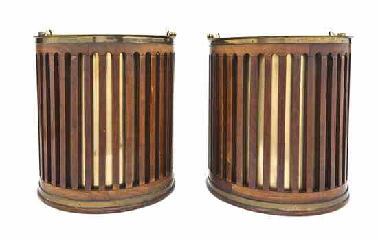 Appraisal: A Pair of Regency Brass Bound Mahogany Plate Buckets early