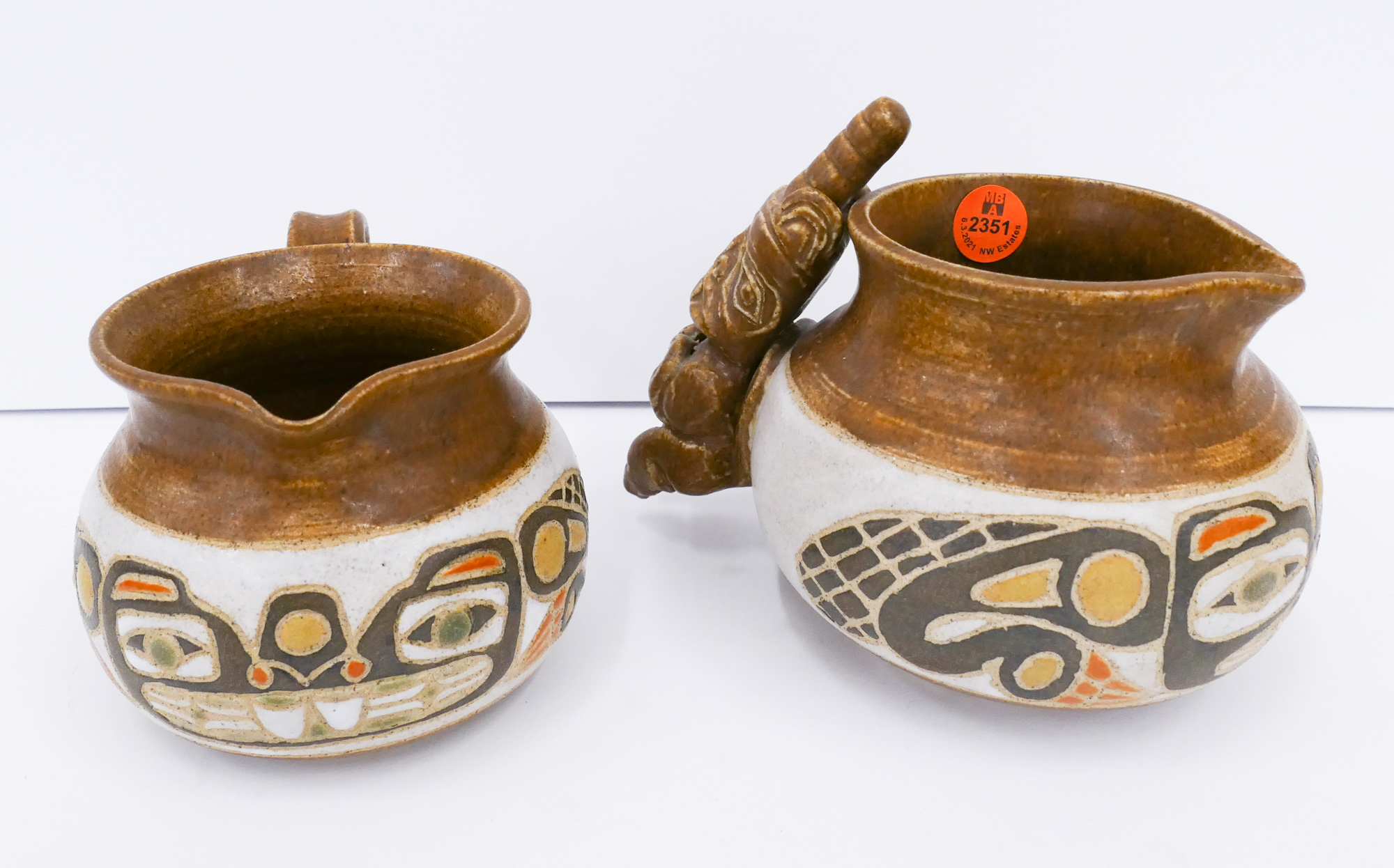 Appraisal: pc Arlene Mickelson Native Style Studio Pottery Creamers- '' approx