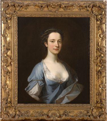 Appraisal: CONTINENTAL SCHOOL PORTRAIT OF A YOUNG LADY IN BLUE GOWN