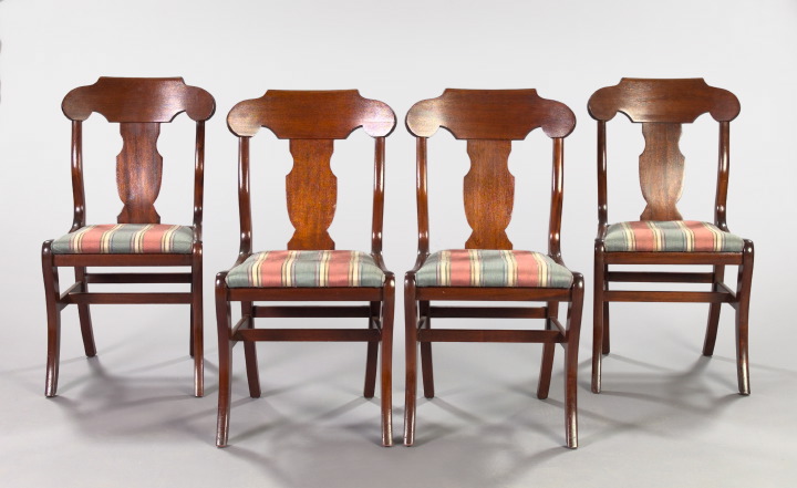 Appraisal: Suite of Four Late Classical Revival Mahogany Dining Chairs ca