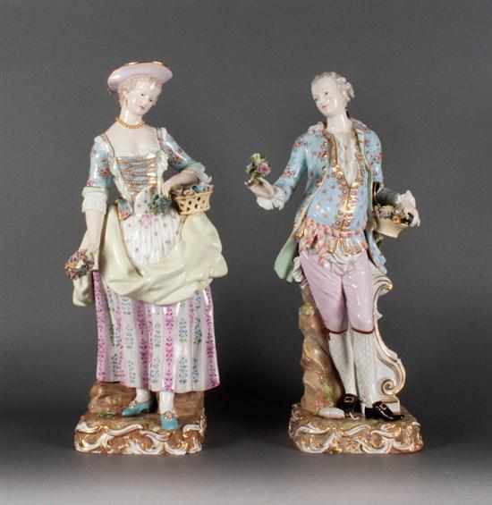 Appraisal: Pair of Meissen porcelain figures of th century lady and