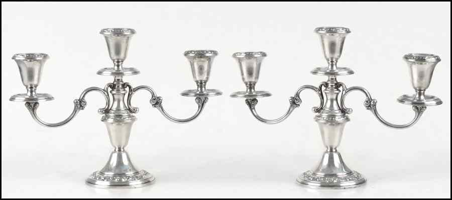 Appraisal: PAIR OF TOWLE WEIGHTED STERLING SILVER LOW CANDELABRA Comprised of