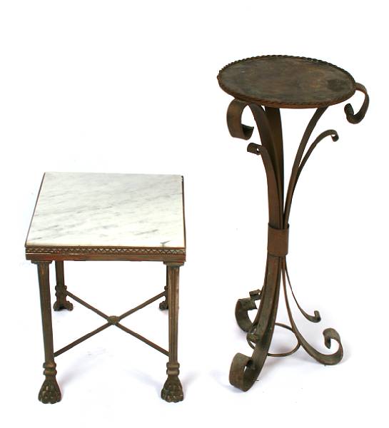 Appraisal: A Directoire style gilt metal and marble table together with