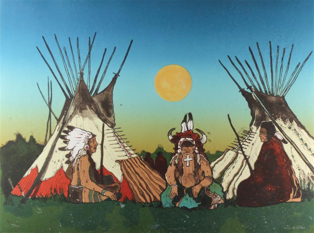 Appraisal: KEVIN RED STAR RUNNING RABBIT NATIVE AMERICAN CROW - TRANQUILITY