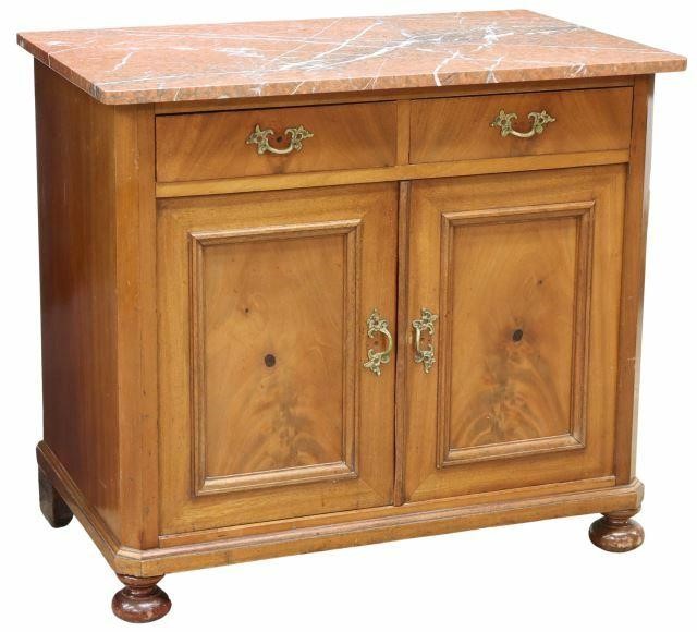 Appraisal: Continental marble-top walnut sideboard early th c having rectangular marble