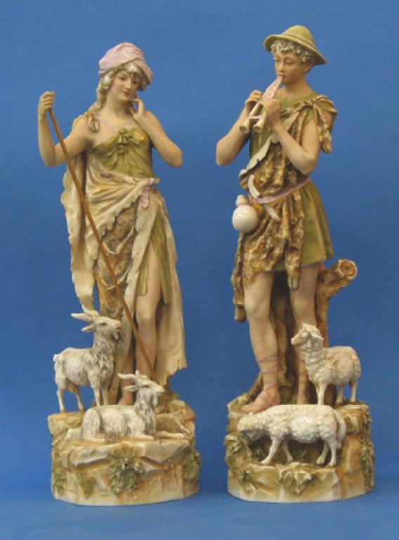 Appraisal: A PAIR OF ROYAL DUX FIGURES OF SHEPHERD AND SHEPHERDESS