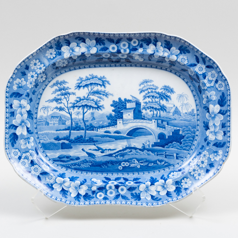 Appraisal: Spode Pearlware Chamfered Rectangular Large Platter in the 'Tower' Pattern