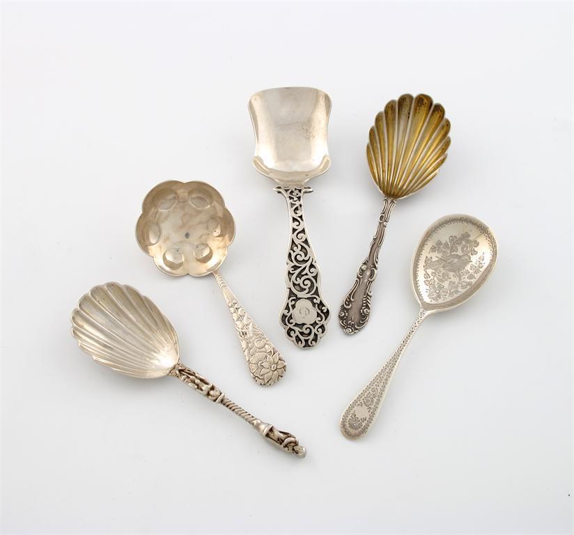 Appraisal: A mixed lot of four Victorian silver caddy spoons