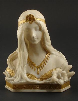 Appraisal: An Art Nouveau alabaster bust highlighted in gilt unsigned cm