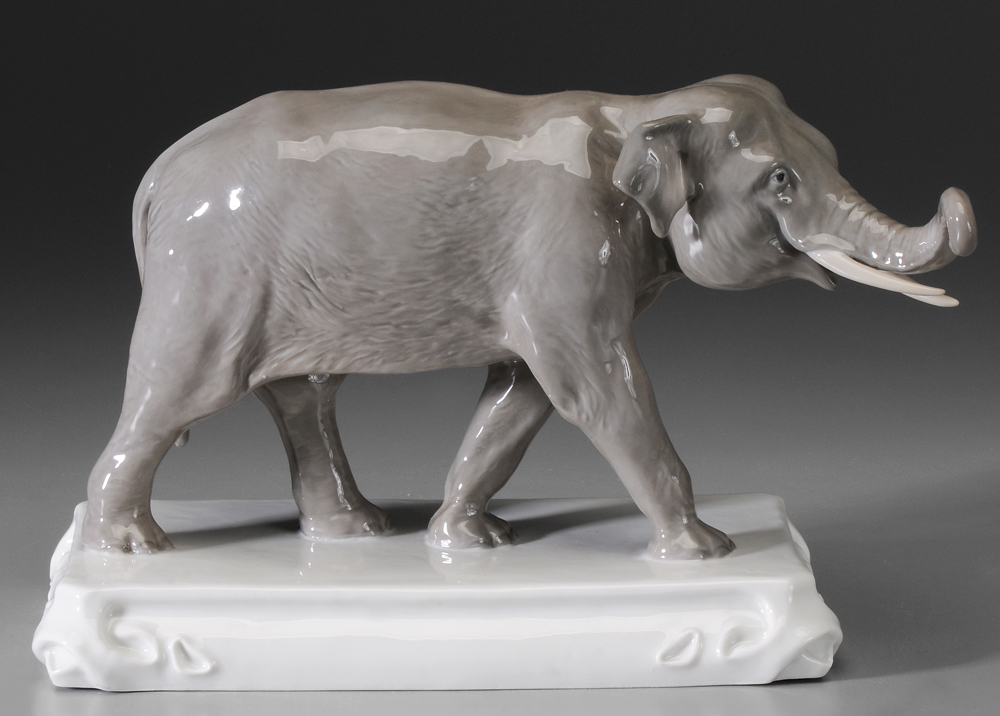 Appraisal: Meissen Porcelain Elephant German th century finely modeled with raised