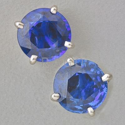 Appraisal: CEYLON SAPPHIRE STUD EARRINGS MARKED CARTIER GIA report describes sapphire