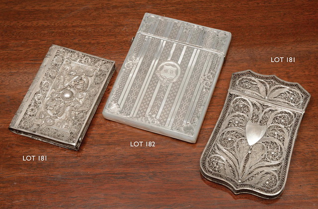 Appraisal: A VICTORIAN MOTHER OF PEARL AND SILVER MOUNTED RECTANGULAR CALLING