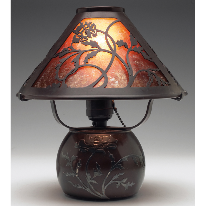 Appraisal: Heintz lamp sterling on bronze base with an applied poppy