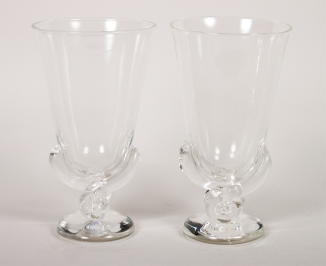 Appraisal: Pair of Steuben crystal vases designed by George Thompson circa