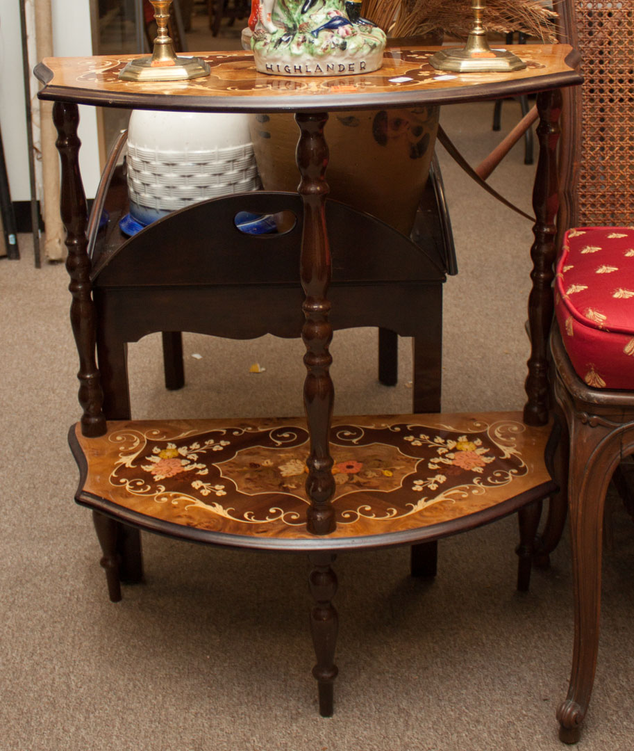 Appraisal: Inlaid two-tiered wall table Undernumber