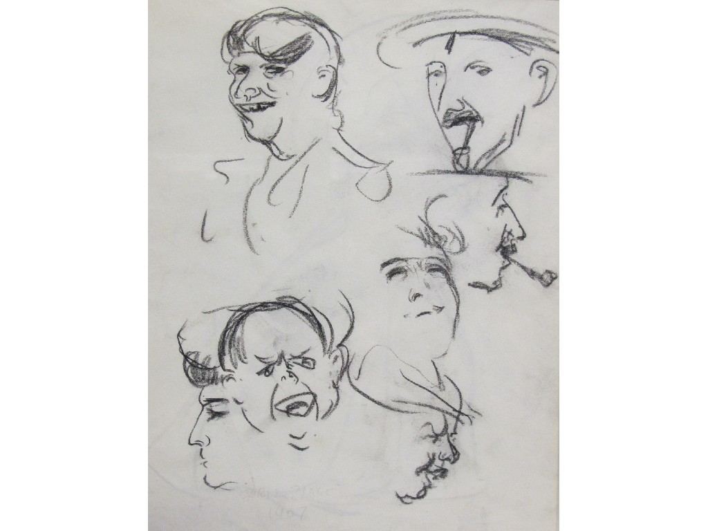 Appraisal: JOHN DUNCAN FERGUSSON - STUDIES OF FACES Conte chalk x