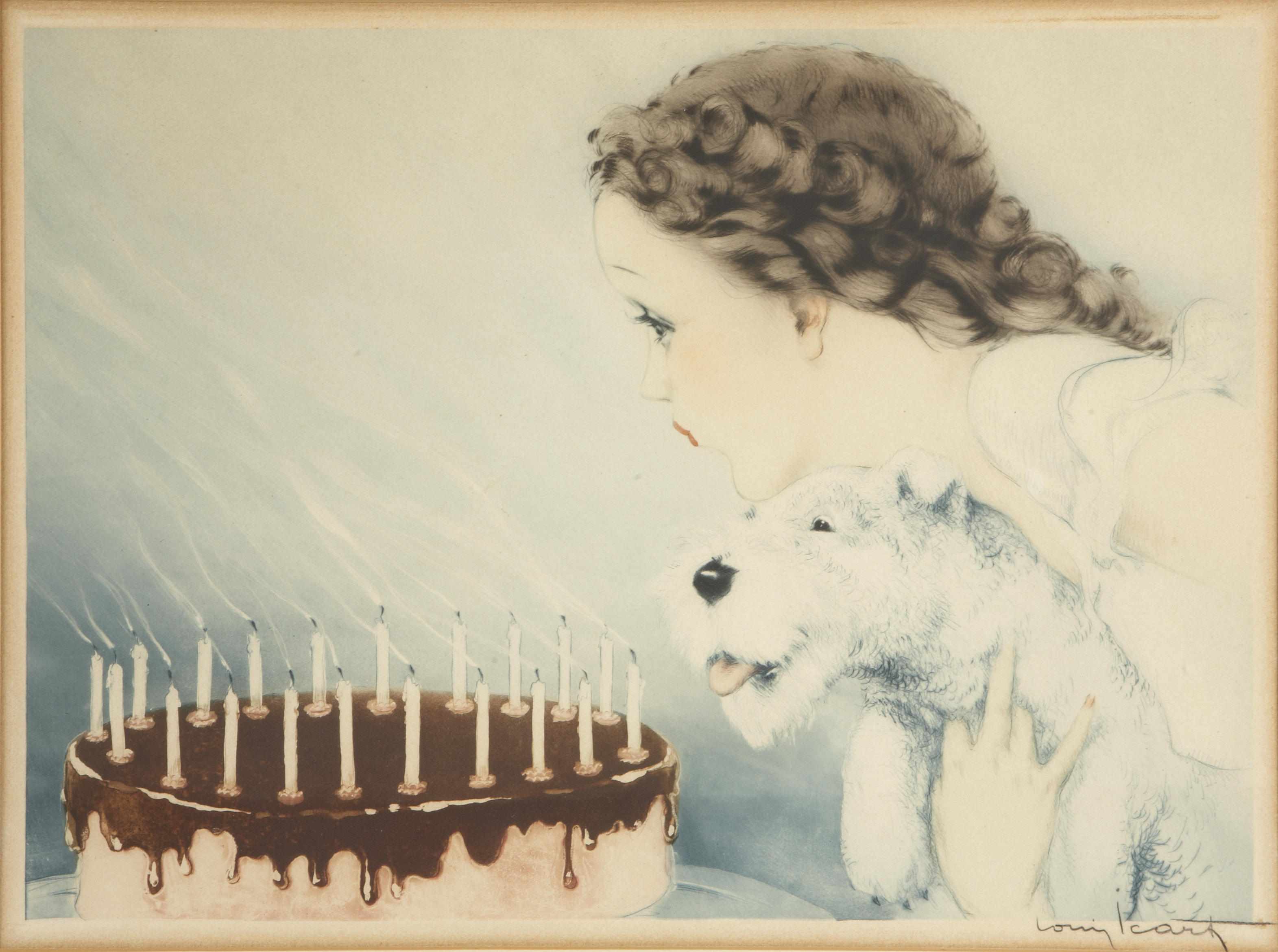 Appraisal: Louis Icart French - Happy Birthday H C I Etching