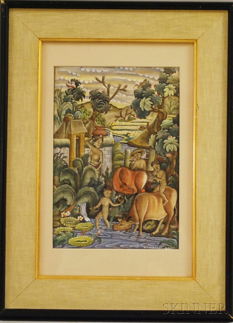 Appraisal: I Ketut Manggi Indonesian b Indonesian River Scene Signed K