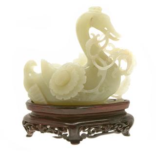 Appraisal: A Jade Carving of a Mandarin Duck th Century cm