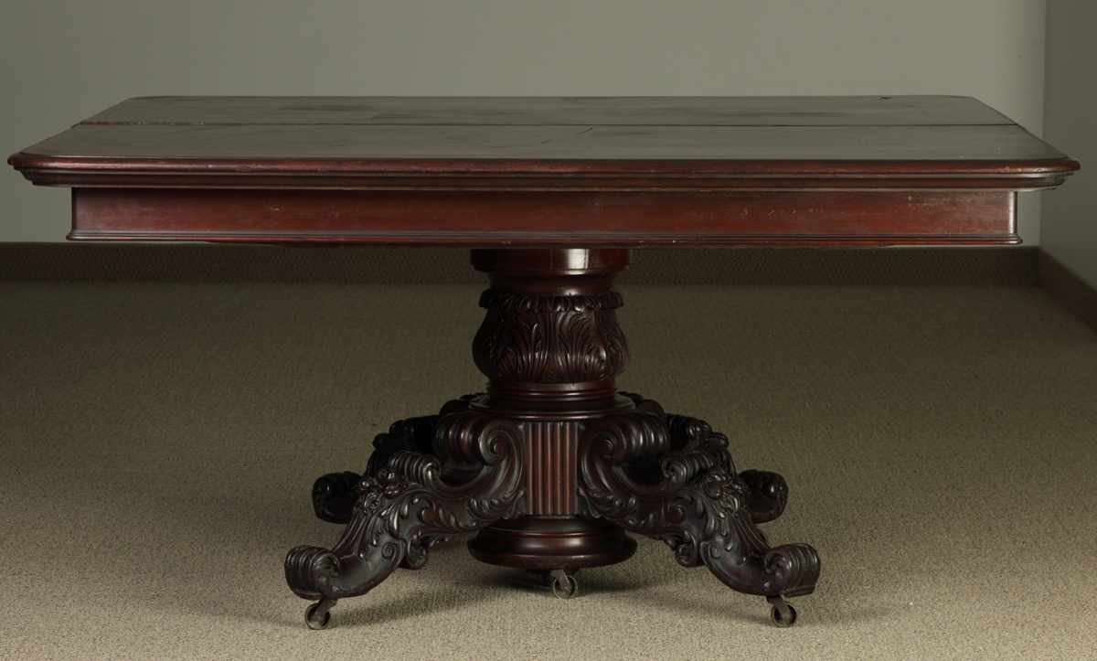 Appraisal: Mid th Cent Mahogany Dining Table Mid th Cent Mahogany