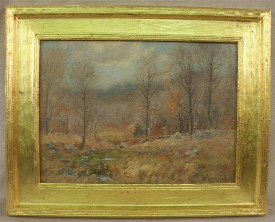 Appraisal: AMERICAN SCHOOL th century LEAVE oil on board signed Silzanne