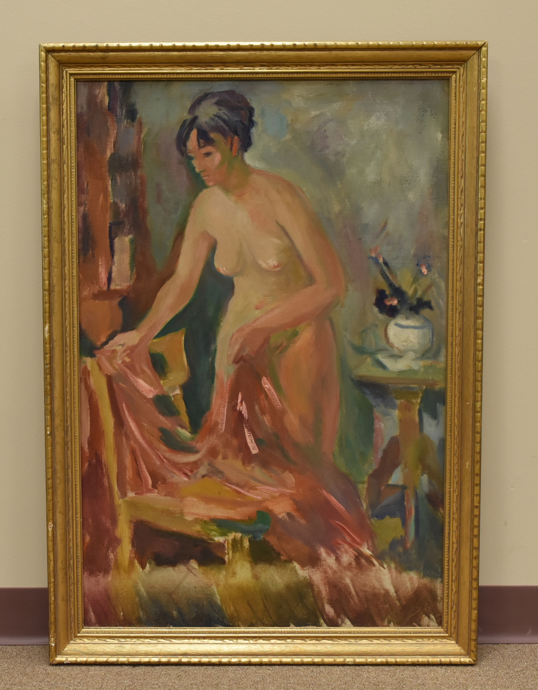 Appraisal: OIL PAINTING ON CANVAS W NUDE WOMEN FRAMED An oil