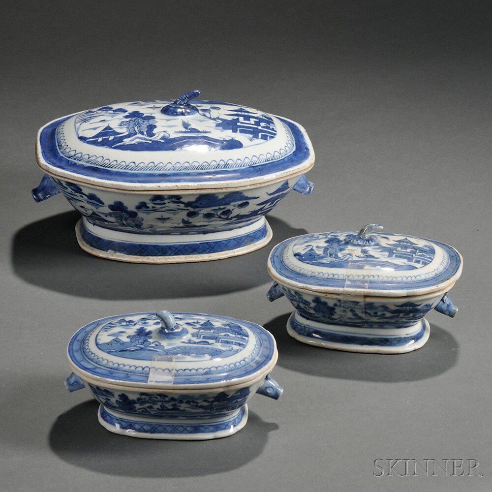 Appraisal: Three Canton Tureens China th century a pair of sauce