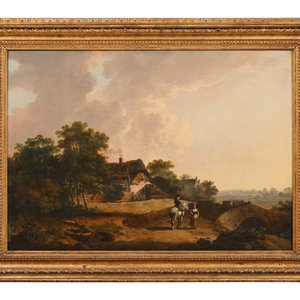 Appraisal: Attributed to Julius Caesar Ibbetson British - English Country Landscape