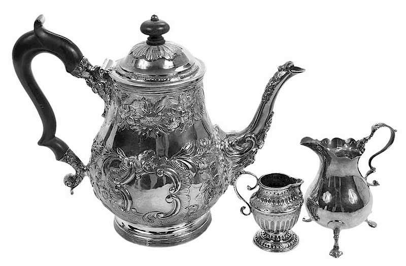 Appraisal: Three Pieces English Silver Holloware th th century including teapot