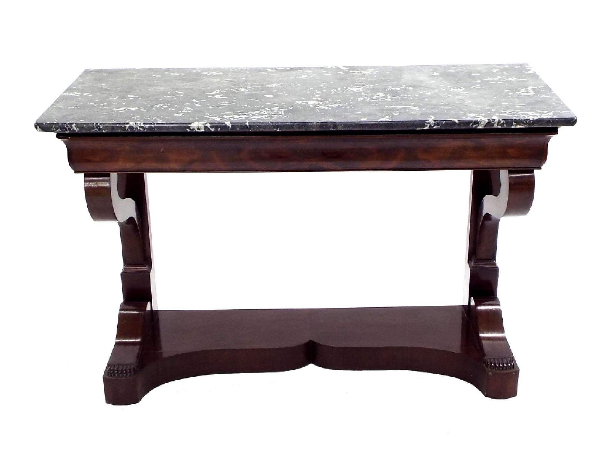 Appraisal: Good quality French Empire mahogany console table with marble top