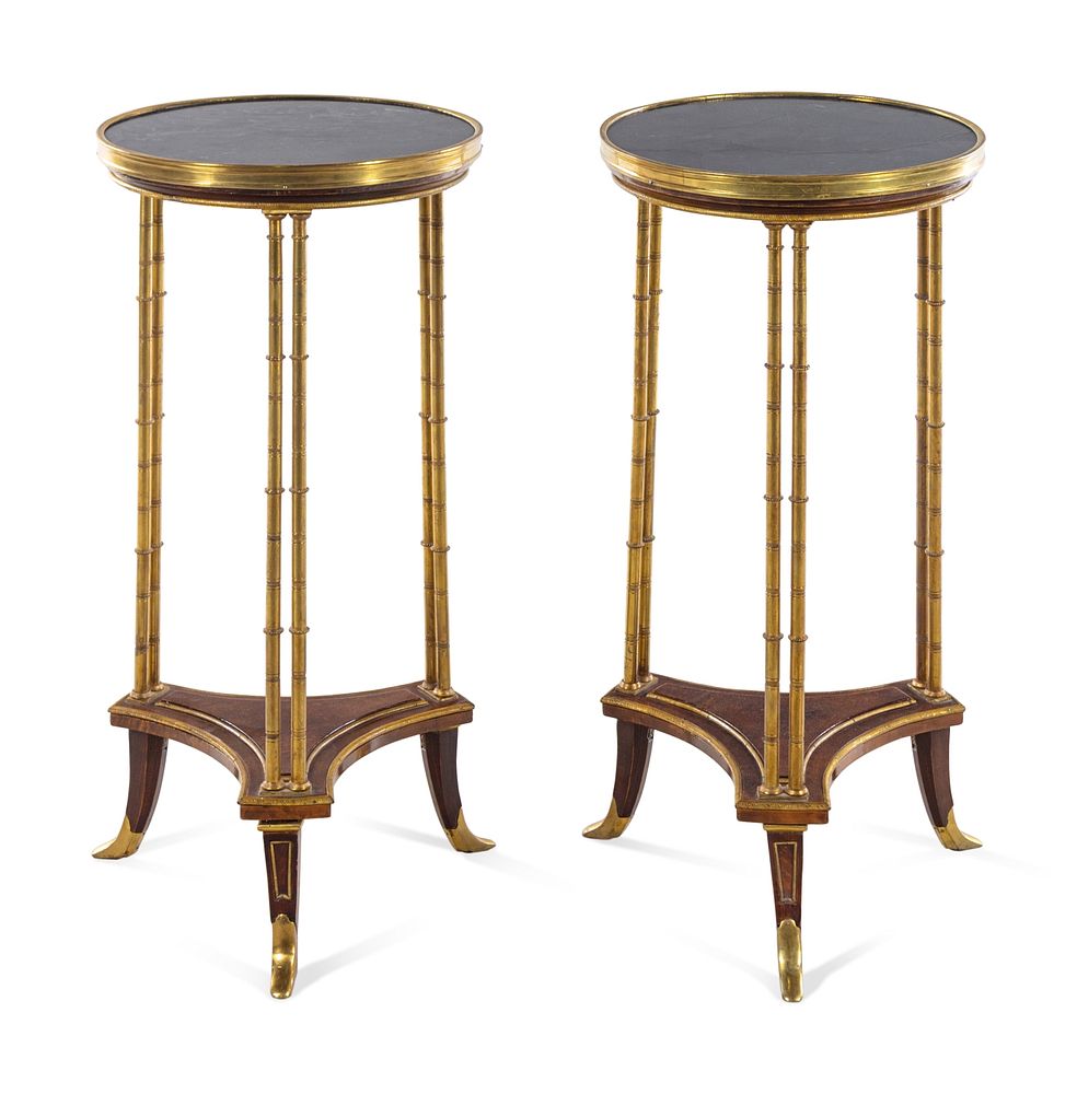 Appraisal: A Pair of French Gilt Bronze Marble-Top Gueridons A Pair