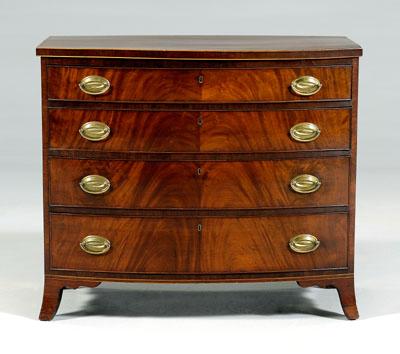 Appraisal: American Federal bow-front chest figured mahogany veneers with poplar and