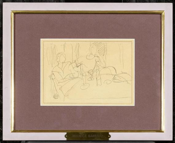 Appraisal: BARRAUD MAURICE Geneva Two Figures Pencil on paper Atelier stamp