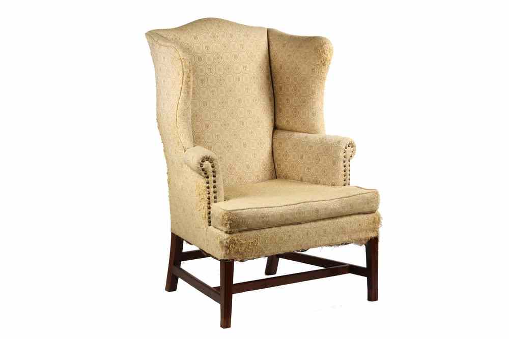 Appraisal: WING CHAIR - Period American Hepplewhite wing chair nicely shaped