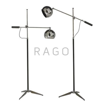 Appraisal: ITALIAN Pair of adjustable floor lamps s Chromed and enameled