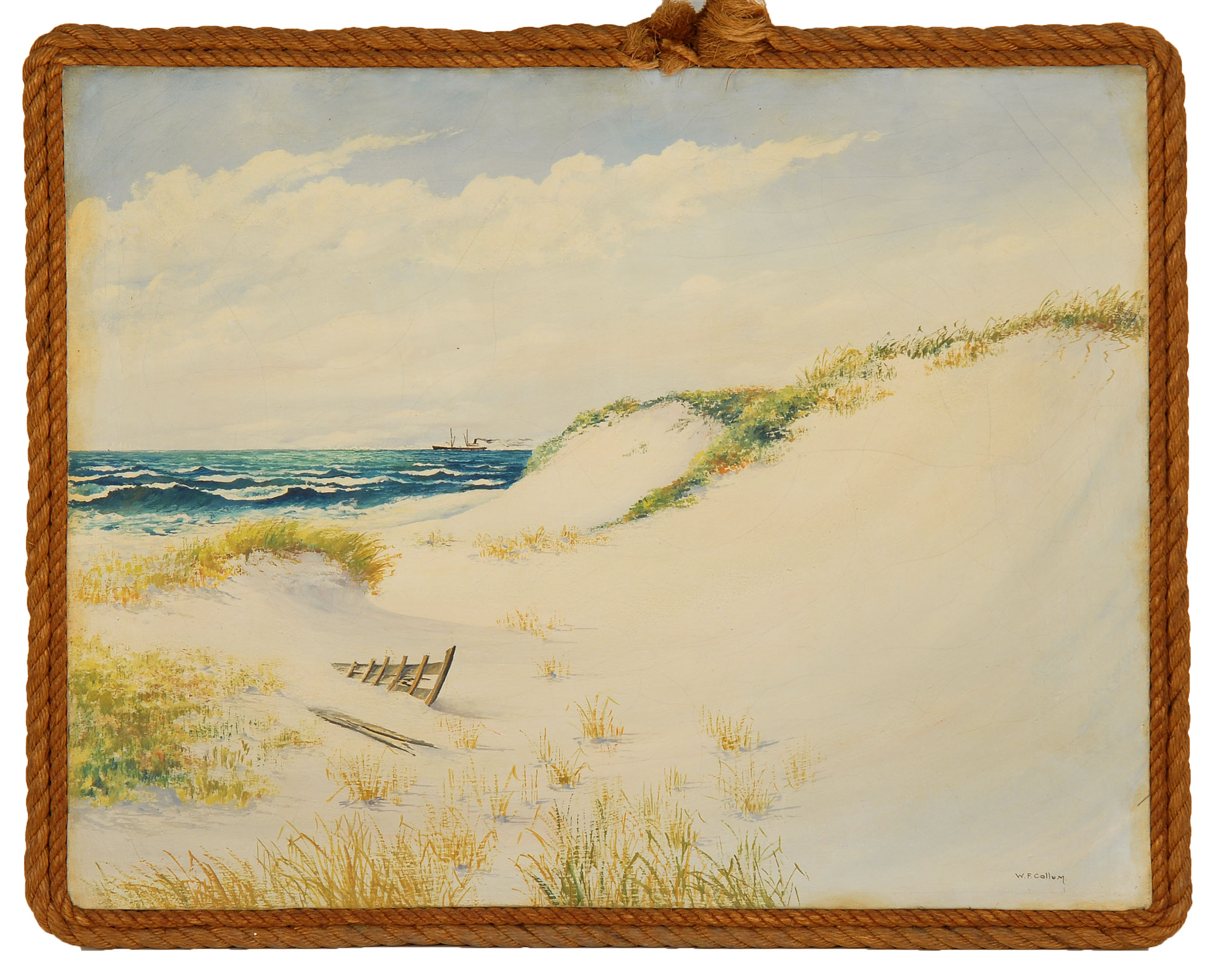 Appraisal: FRAMED PAINTING WENDELL F COLLUM American th Century Dune scene